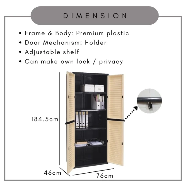 23da8873ee88011b7b6ff09df01e2328.webp Random OPTIMUS Waterproof Premium Plastic Storage Cabinet L76cm W46cm H184.5cm