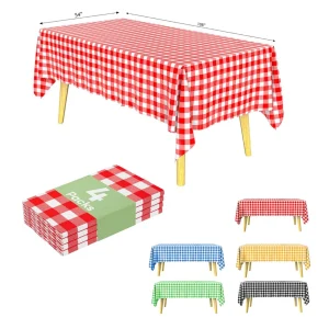 Disposable Checkered Rectangular Plastic Waterproof Tablecloth