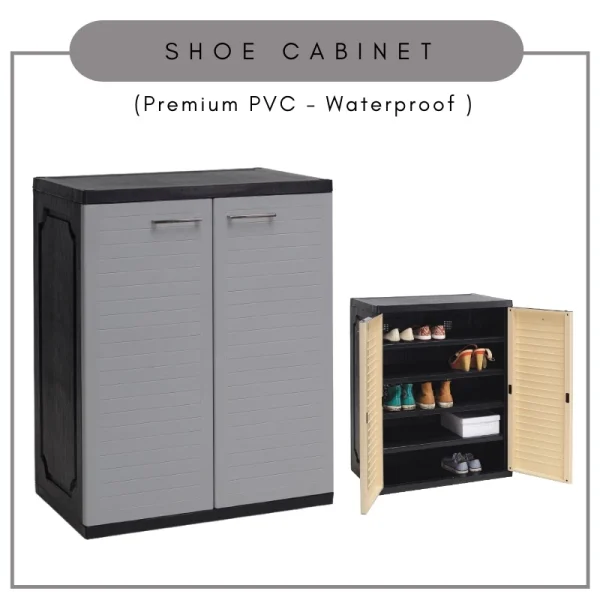 Random OPTIMUS Waterproof Premium Plastic Shoe Cabinet PVC Shoe Rack L76cm W46cm H94cm