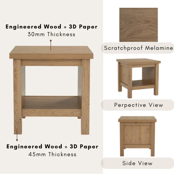 RHODES Muji Style Bedside Table L48cm W48cm H48cm