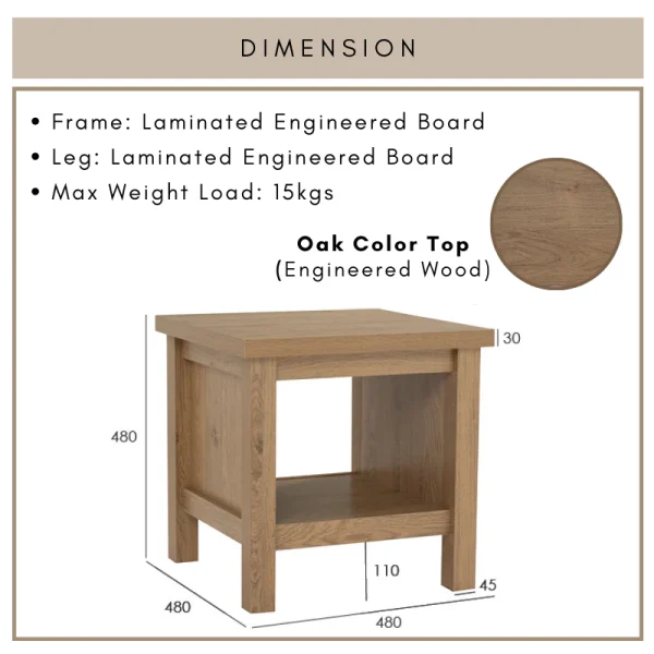 RHODES Muji Style Bedside Table L48cm W48cm H48cm