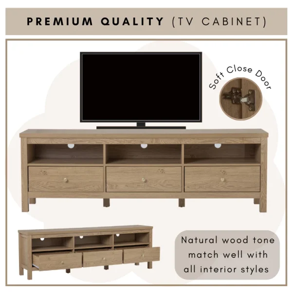 RHODES Wooden TV Cabinet L180cm W39cm H58cm