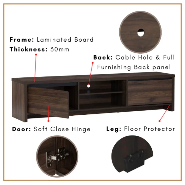 BELDEN TV Cabinet TV Rack L180cm W40cm H43.5cm