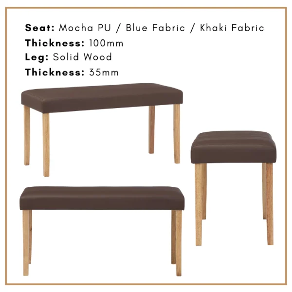 Random LENORE Bench Chair Long Chair Dining Chair Bench Cushion L93cm W38cm H47.5cm