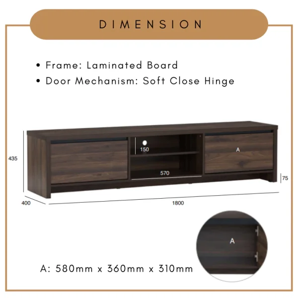 BELDEN TV Cabinet TV Rack L180cm W40cm H43.5cm