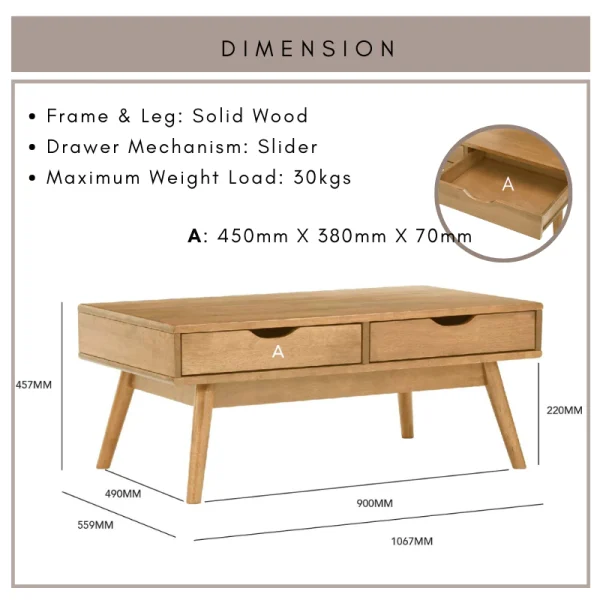 my-11134207-7r98q-locwpkzgxqvq54.webp Random LAMAR Full Solid Wood Coffee Table With Drawer L106.7cm W55.9cm H45.7cm