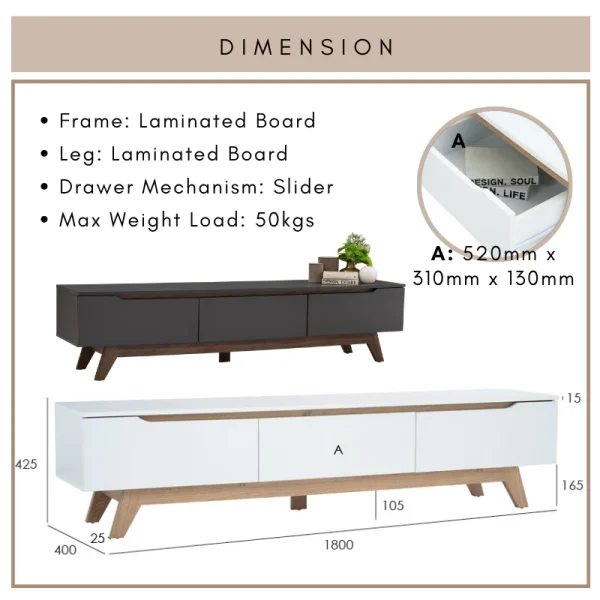 my-11134207-7r98q-lx9ilpooqb1m81.webp Random MANDO TV Cabinet Modern Style L180cm W40cm H42.5cm