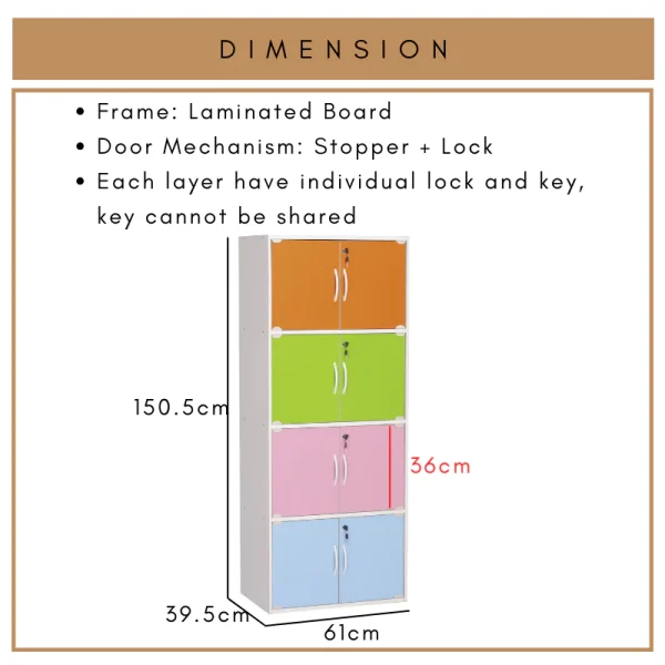 my-11134207-7r98r-ls87b3mu76k750.webp Random CODEY 8 Door Storage Box With Lock Locker File Book L61cm W39.5cm H150.5cm