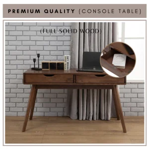 Random LAMAR Full Solid Wooden Console Table With Drawer Side Table L122cm W40.5cm H72cm