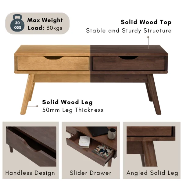 my-11134207-7r98u-locwpkzgz5g68e.webp Random LAMAR Full Solid Wood Coffee Table With Drawer L106.7cm W55.9cm H45.7cm