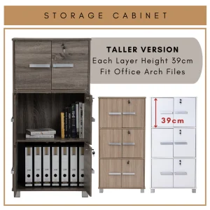 Random NAOMI 6 Door Storage Cabinet with Lock Locker Cabinet L63.5cm W37cm H129.5cm