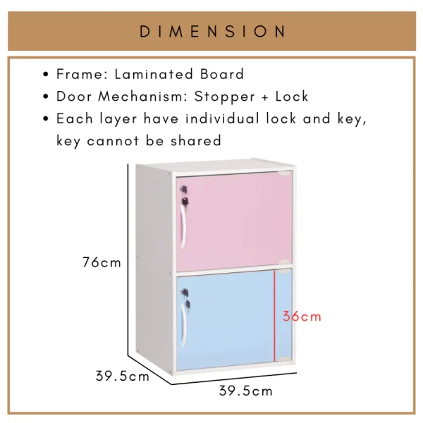 Random CODEY 2 Door Locker Cabinet Storage Cabinet File Rack L39.5cm W39.5cm H76cm