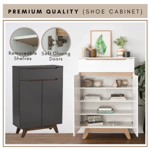 Random MANDO 2 Door Shoe Storage Cabinet L80cm W34cm H119cm