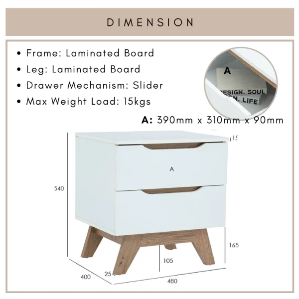 Random MANDO Bedside Table L48cm W40cm H54cm