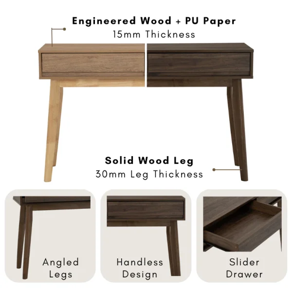 HIRADO Solid Working Console Desk L120cm W40cm H77cm