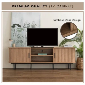 MALMO 180cm TV Cabinet Sliding Door Metal Leg L180cm W40cm H60cm