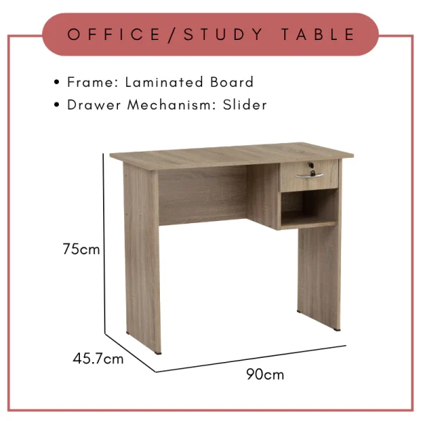 Random ECO 3 Office Table 90cm Working Desk Study Desk L90cm W45.7cm H75cm