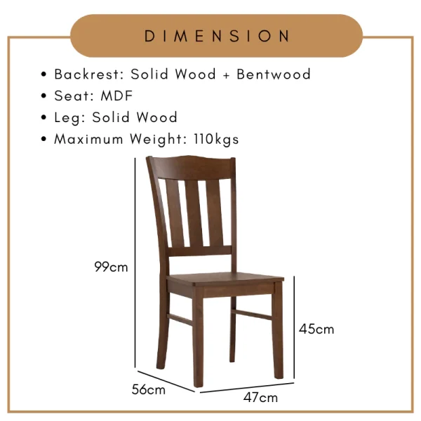LASTA Full Solid Dining Chair Cheap Kitchen Chair L47cm W56cm H99cm