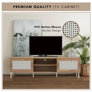 DALLAS PVC Rattan Nordic TV Cabinet L180cm W40cm H52cm