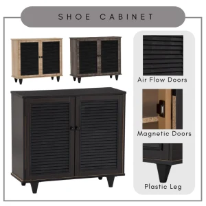 Random ALMO 2 Door Shoe Cabinet Shoe Rack L75.5cm W29.5cm H67.5cm