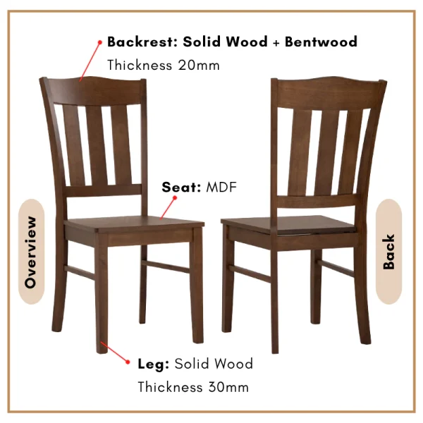 LASTA Full Solid Dining Chair Cheap Kitchen Chair L47cm W56cm H99cm
