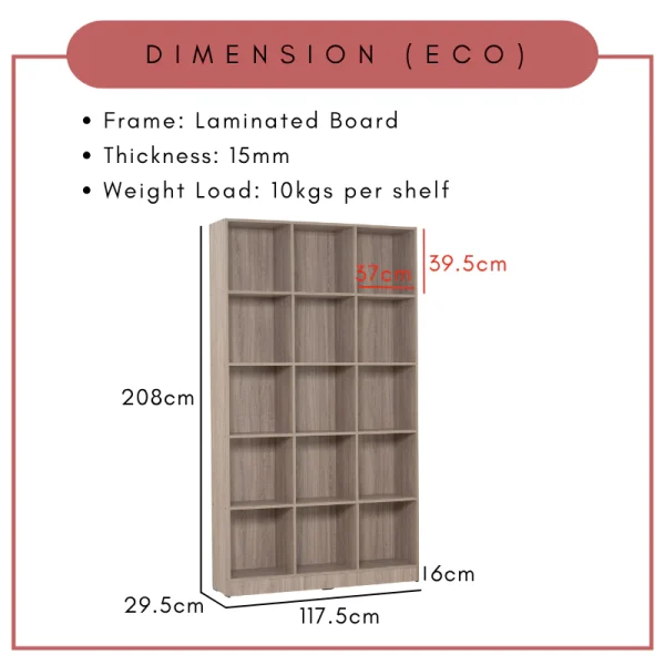 Random ECO 15C Big File Cabinet File Rack Book Shelf Display Cabinet L117.5cm W29.5cm H208cm