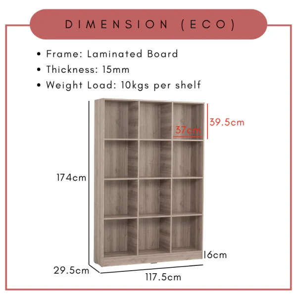 Random ECO 12C File Cabinet Office Rack Book Rack Display Cabinet L117.5cm W29.5cm H174cm