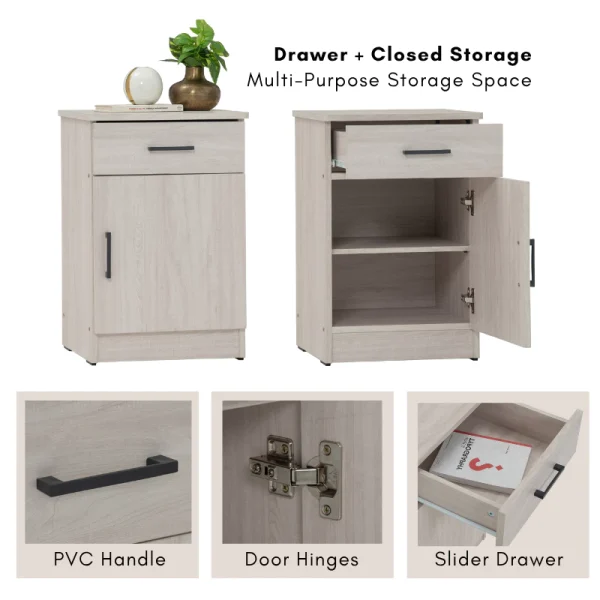 Random DUBLIN Bedside Table with Drawer L39.5cm W39.5cm H60cm