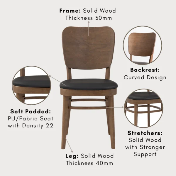 Random BEVERLY Dining Chair Solid Wood L41.5cm W50.5cm H83.5cm