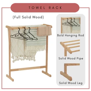 ROY Towel Rack Towel Hanger Wooden Towel Rack L76cm W40.5cm H86.5cm