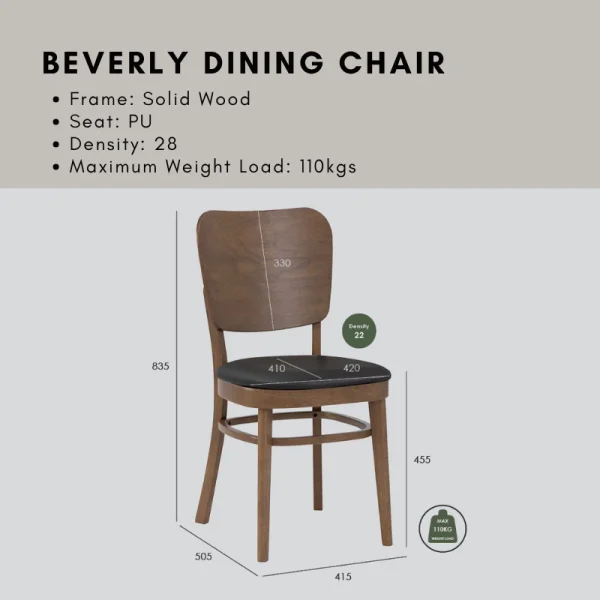 Random BEVERLY Dining Chair Solid Wood L41.5cm W50.5cm H83.5cm