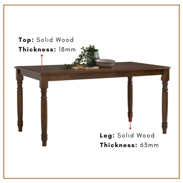 UNOSE Solid Wood Dining Table L150cm W90cm H74cm